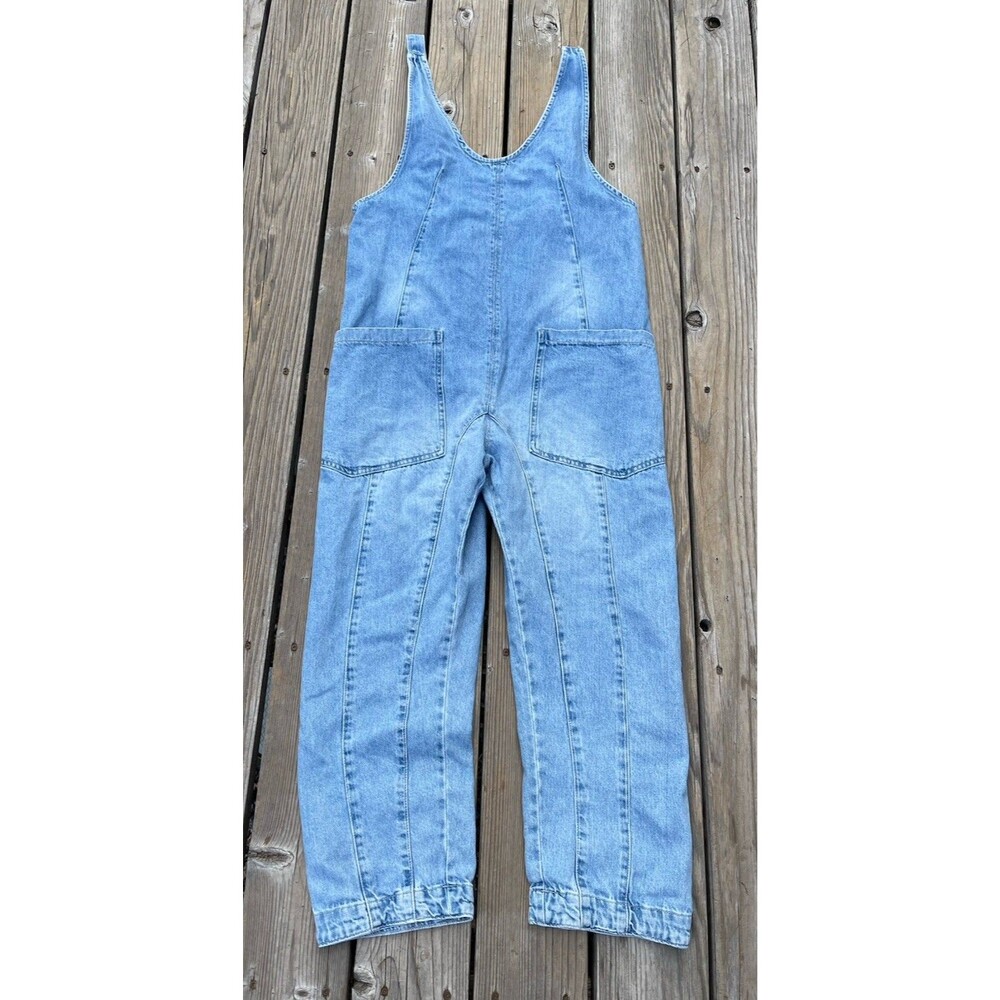 Free People WE THE FREE High Roller S Denim Jumpsuit Slouchy Harem Overalls